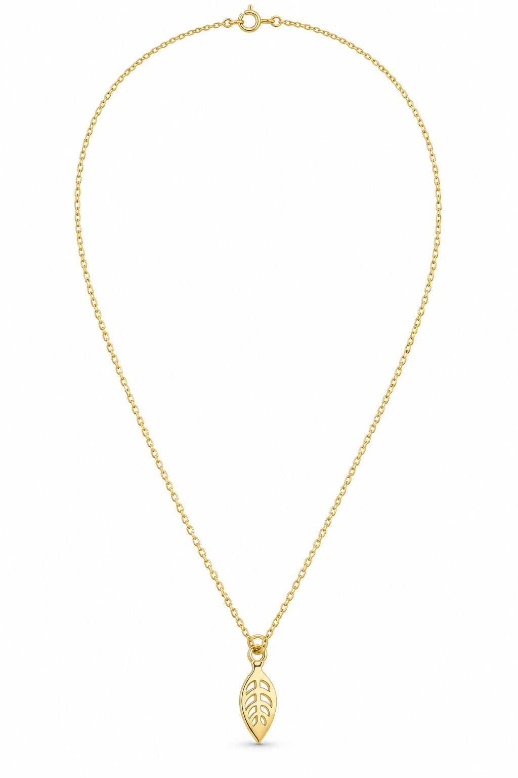 14 Karat Goldkette mit filigranem Blattanhänger