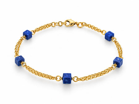 21 Karat Goldarmband mit blauen würfelförmigen Steinen, 20 cm