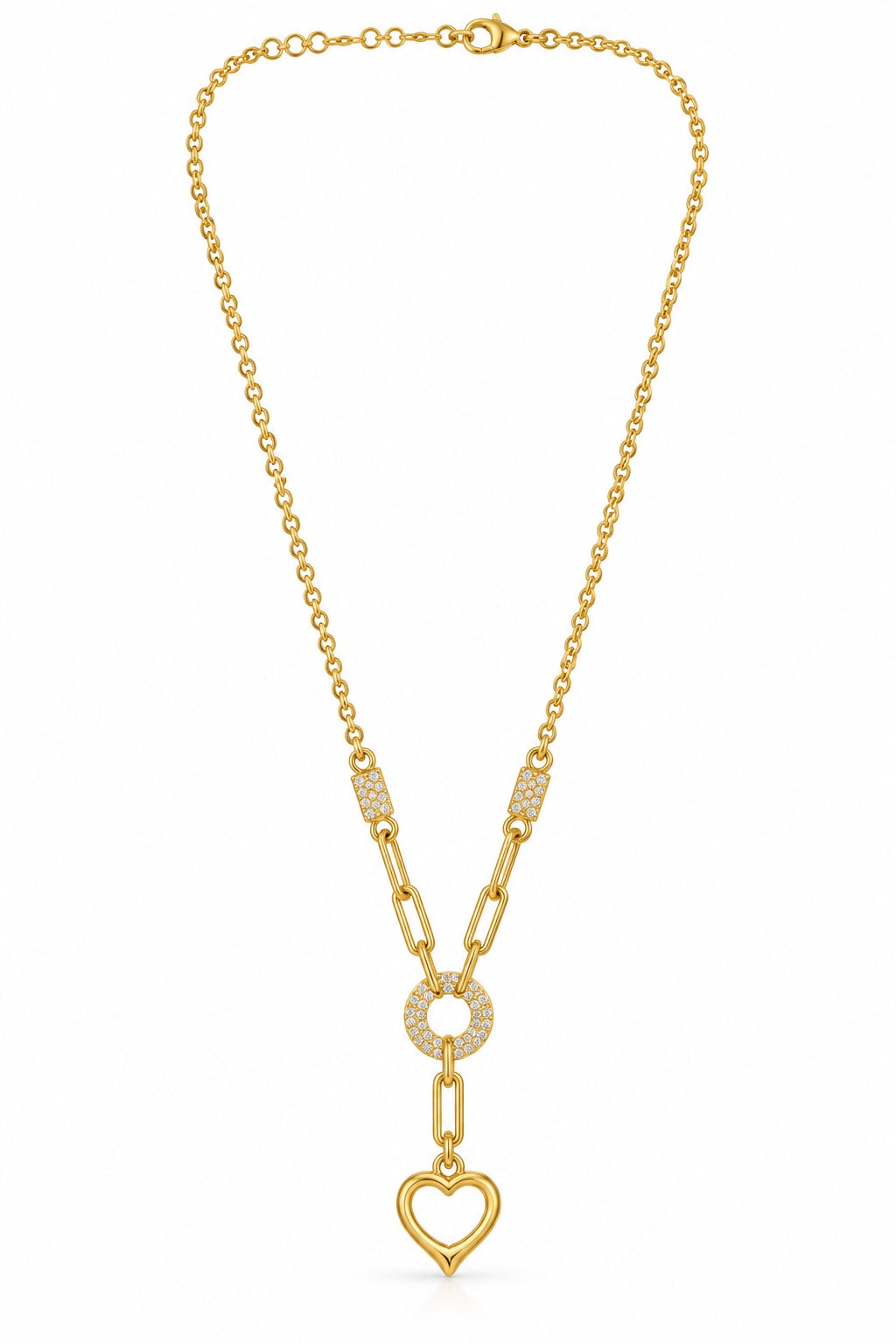 21 Karat Goldkette mit Herzanhänger und funkelnden Details