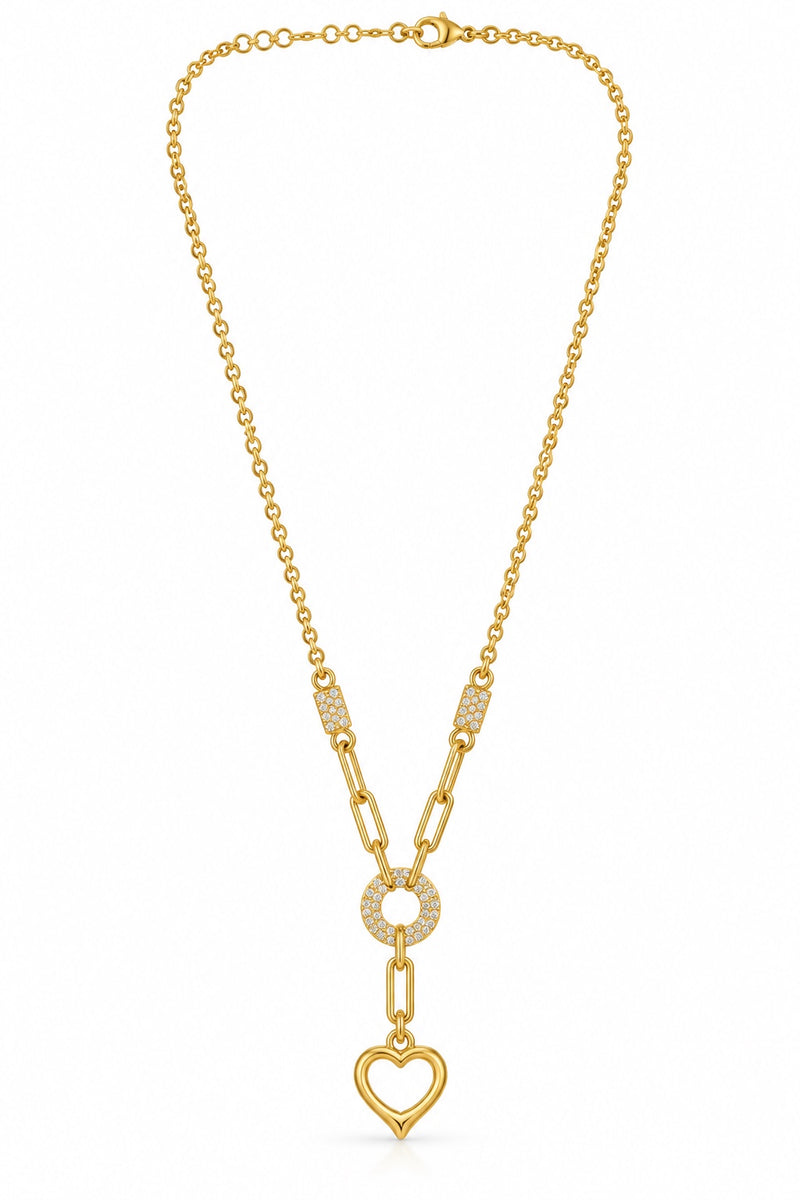 21 Karat Goldkette mit Herzanhänger und funkelnden Details
