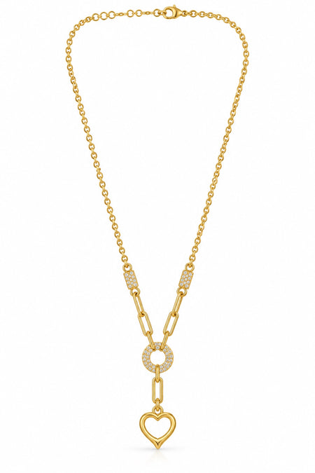 21 Karat Goldkette mit Herzanhänger und funkelnden Details