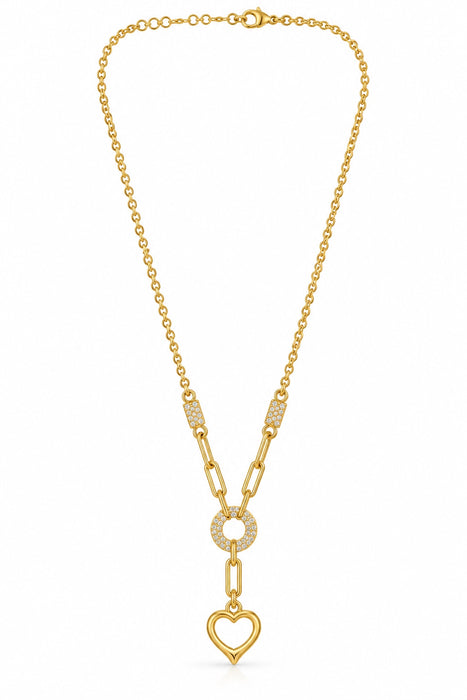 21 Karat Goldkette mit Herzanhänger und funkelnden Details