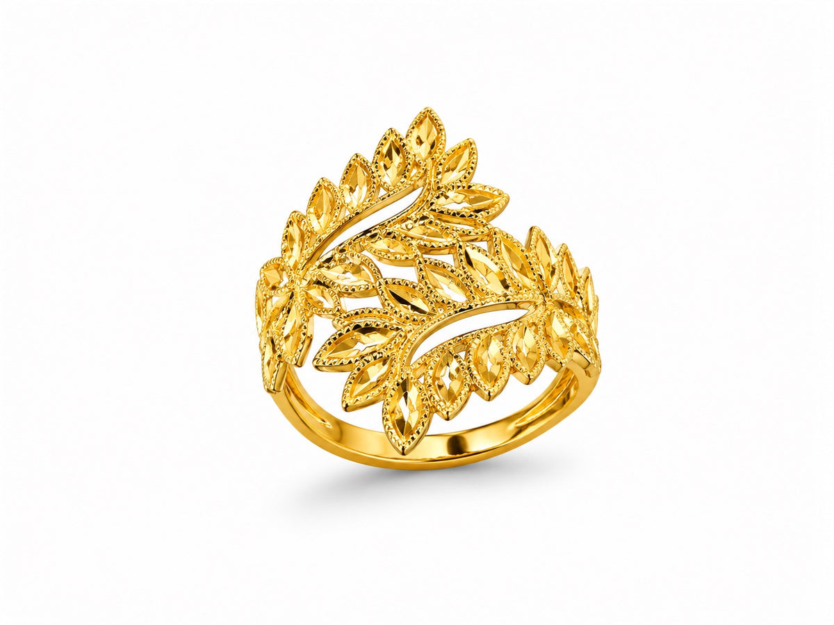21 Karat Goldring im Blätter-Design – 1,62 g