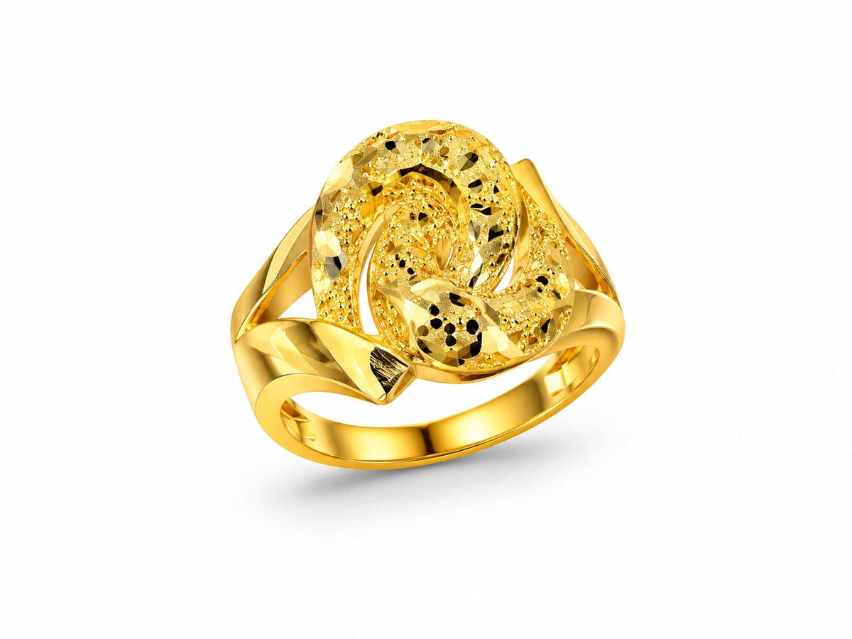21 Karat Goldring mit dekorativem Spiraldesign