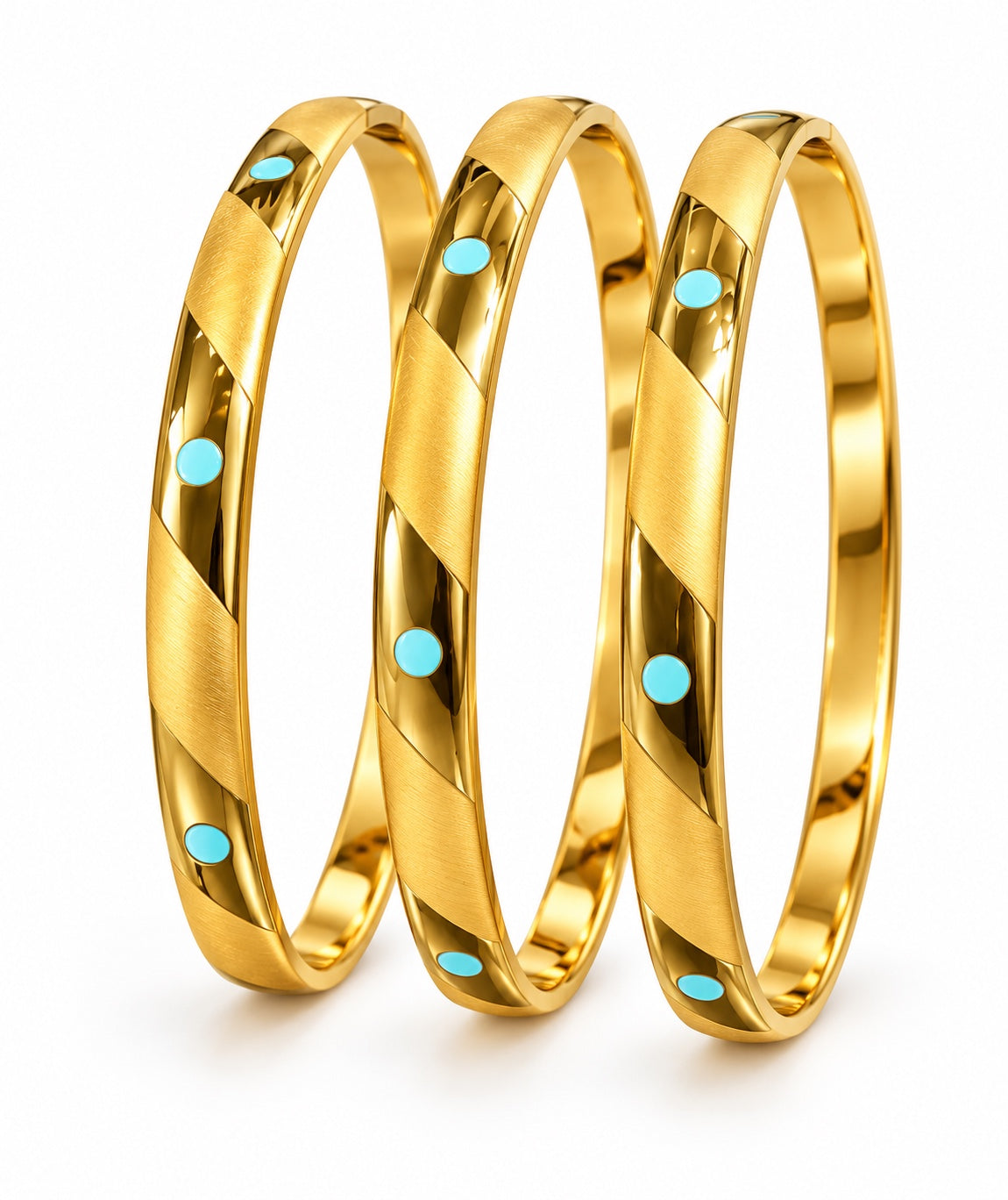 Dreiteiliges Armreifen-Set aus 21 Karat Gold