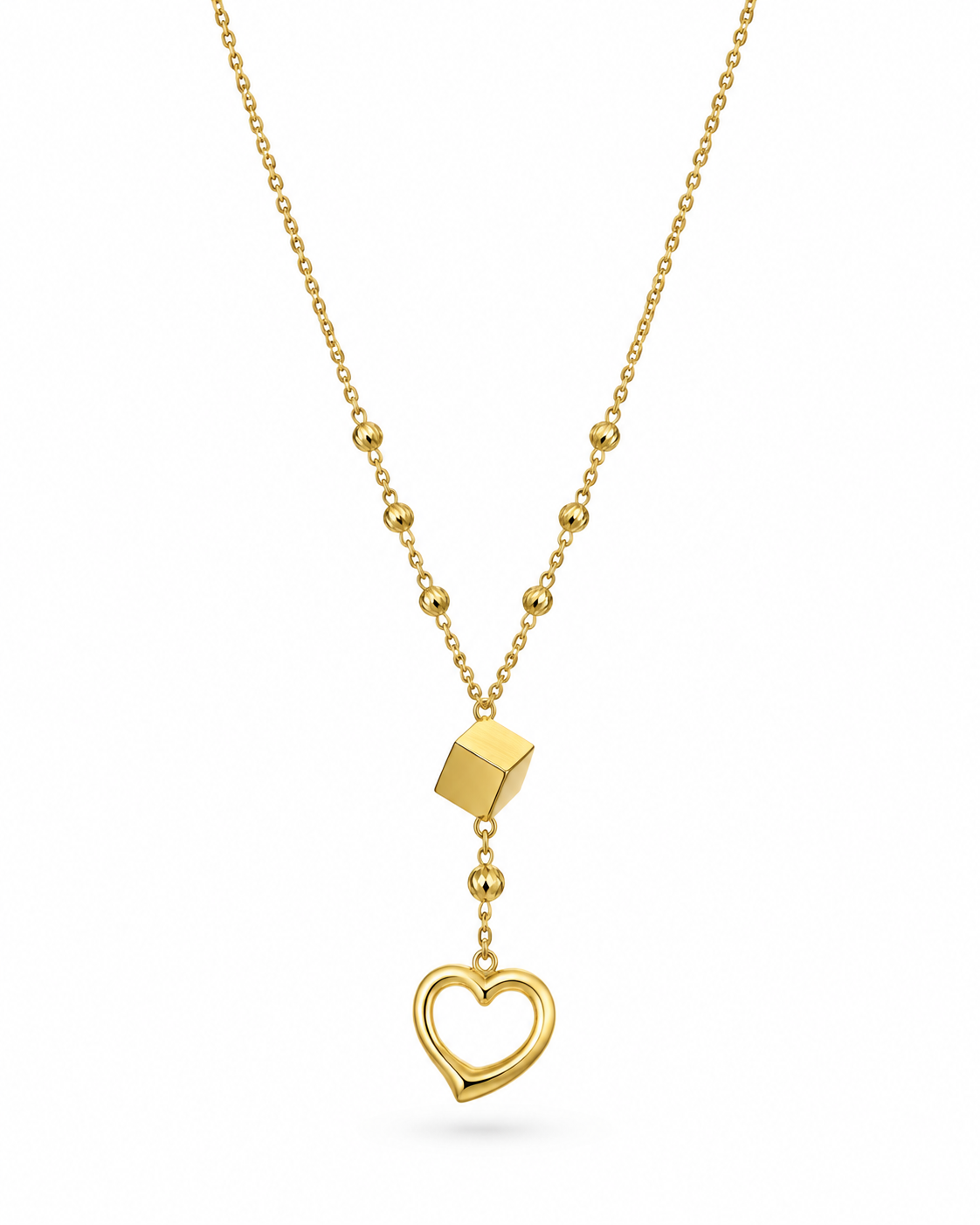 21 Karat Goldkette mit Herzanhänger und Kugeldetails