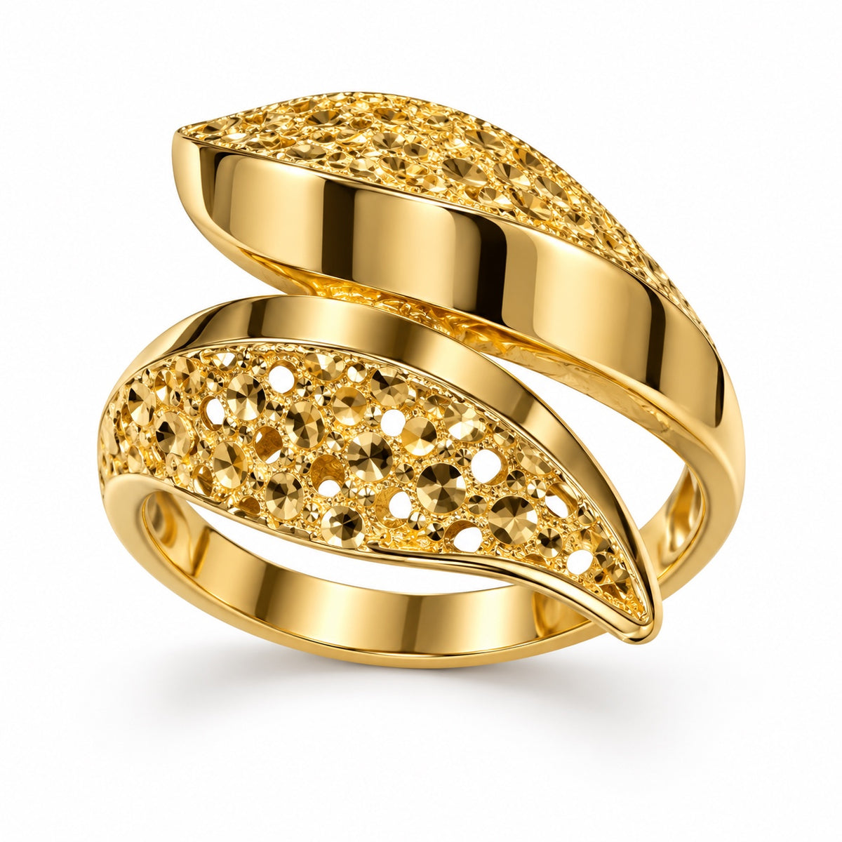 21 Karat Goldring mit geschwungenem Wellen-Design