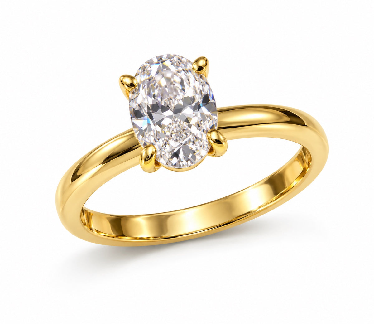 21 Karat Goldring mit ovalem Zirkonia – Produktansicht
