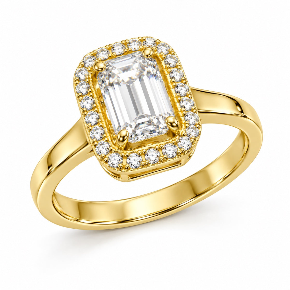 21 Karat Goldring mit rechteckigem Zirkonia – Produktansicht