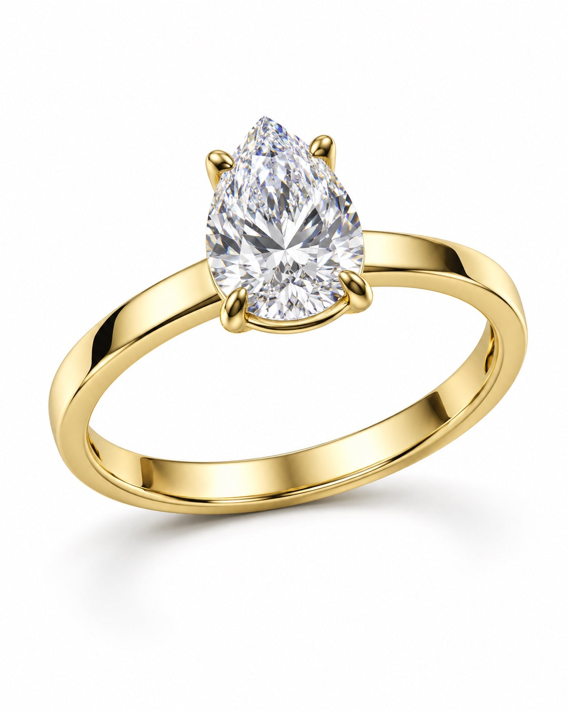 21 Karat Goldring mit tropfenförmigem Stein – Produktansicht