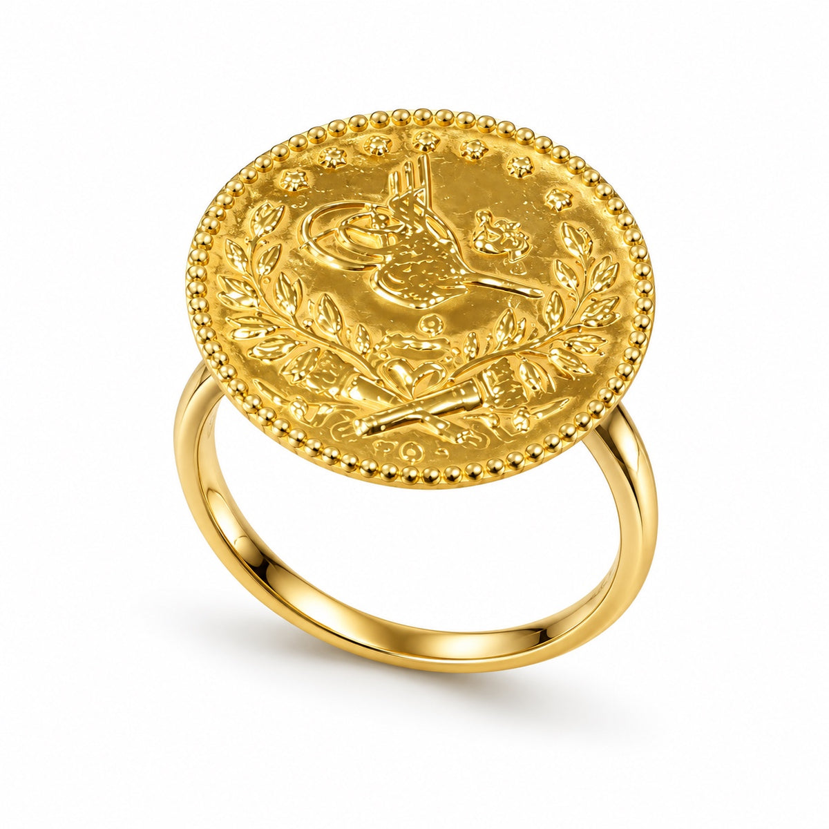 21 Karat Goldring im Viertel-Raschadi-Münzdesign