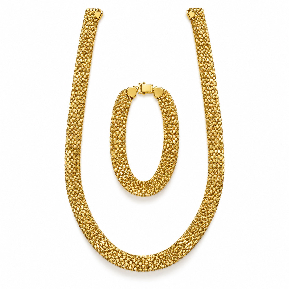 Set aus Halskette und Armband aus 21 Karat Gold, Gesamtgewicht 15,32 g
