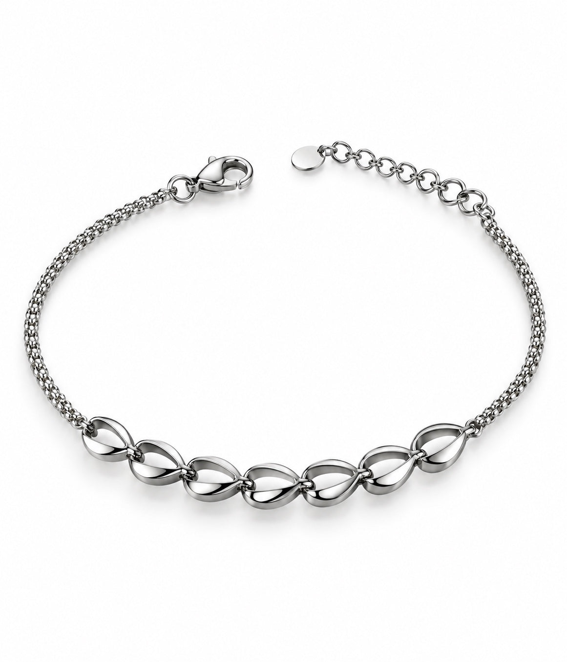 925 Silberarmband mit geschwungenen offenen Gliedern
